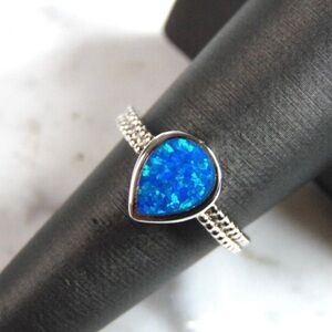 Womens Sterling Silver Modernist Opal Ring
